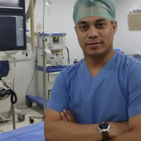 Dr. Sudhanshu, experienced cardiologist in hospital environment.