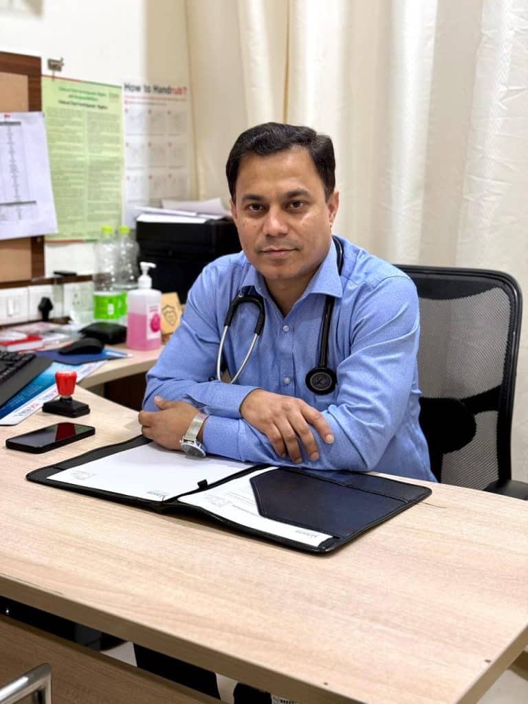 Cardiologist Dr. Sudhanshu providing expert heart care and consultation services.